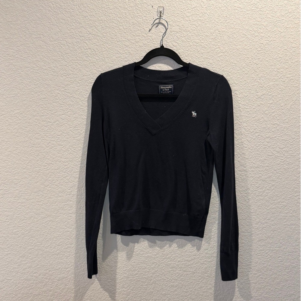 Abercrombie & Fitch Womens‎ Y2K V-Neck Sweater Navy Blue XS